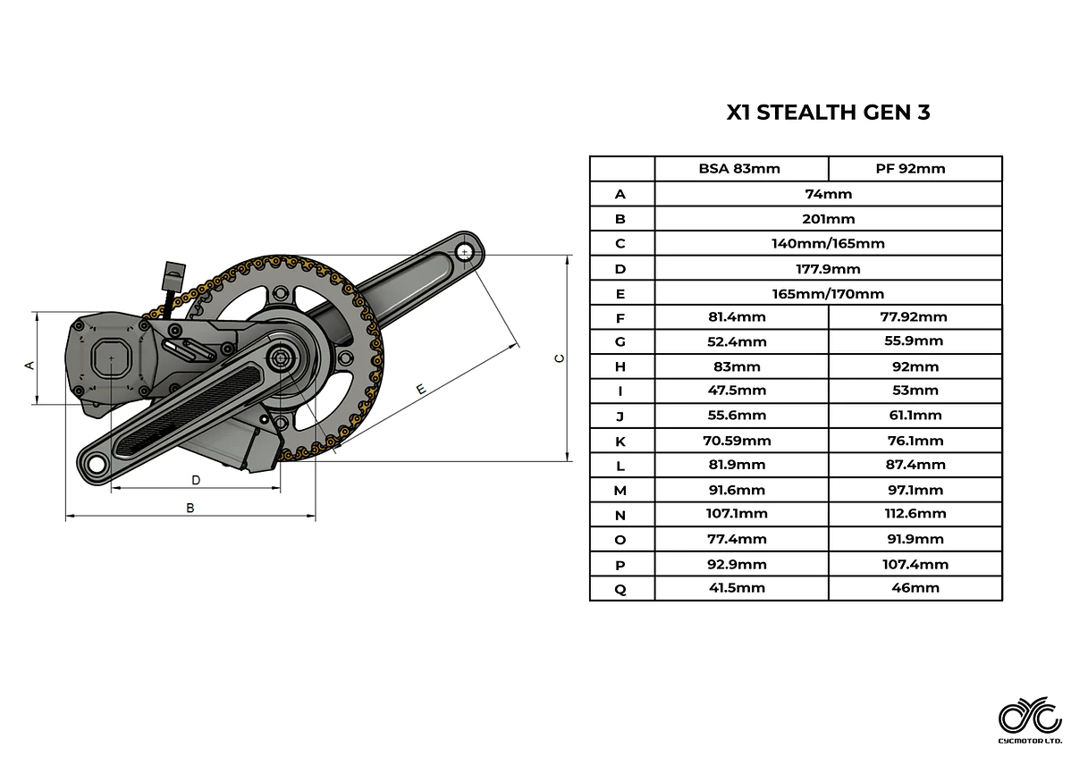CYC X1 STEALTH Gen 3 Mid-drive Motor Kit - Image 7